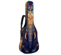 etoenbrc Crystal Glass Elephant Pattern Acoustic Guitar Soft Case with Cushion Padding, Oxford Cloth Waterproof Bass Guitar Bag Gig Backpack with Velcro to Secure the Guitar, Suitable for Travel