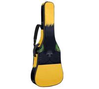etoenbrc Cute Black Cat Pattern Acoustic Guitar Soft Case with Cushion Padding, 43 Inch Oxford Cloth Waterproof Bass Guitar Bag Gig Backpack, One Size, Suitable for Travel