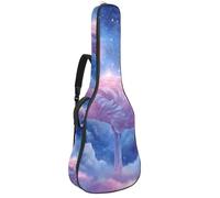 etoenbrc Fantasy Flamingo Acoustic Guitar Soft Case with Cushion Padding, Oxford Cloth Waterproof Bass Guitar Bag Gig Backpack with Velcro to Secure the Guitar, Suitable for Travel