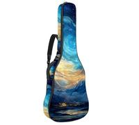 etoenbrc Fantasy Vortex Starry Sky Pattern Acoustic Guitar Soft Case with Cushion Padding, Oxford Cloth Waterproof Bass Guitar Bag Gig Backpack with Velcro to Secure the Guitar, Suitable for Travel