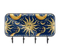 etoenbrc Moon and Sun Coat Hooks Wall Mounted,4 Iron Coat Hanger Hooks for Hanging Coats, Decorative Coat Racks for Wall Heavy Duty for Clothes Bag Key