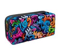etoenbrc Pencil Case, Alphabet Doodle Pencil Pouch with Zipper, Waterproof Pen Bag Office Supplies Stationery Organizer for Teens Girls Adults Student
