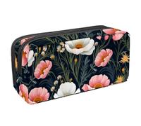 etoenbrc Pencil Case, Beautiful Floral Q Pencil Pouch with Zipper, Waterproof Pen Bag Office Supplies Stationery Organizer for Teens Girls Adults Student