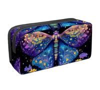etoenbrc Pencil Case, Blue Purple Moth Moon Pencil Pouch with Zipper, Waterproof Pen Bag Office Supplies Stationery Organizer for Teens Girls Adults Student