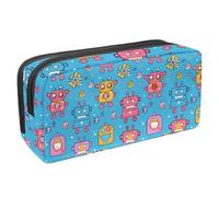 etoenbrc Pencil Case, Colorful Cute Robot Pencil Pouch with Zipper, Waterproof Pen Bag Office Supplies Stationery Organizer for Teens Girls Adults Student