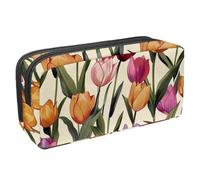 etoenbrc Pencil Case, Colorful Tulip Pattern Pencil Pouch with Zipper, Waterproof Pen Bag Office Supplies Stationery Organizer for Teens Girls Adults Student
