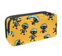 etoenbrc Pencil Case, Cute Robot Pattern Pencil Pouch with Zipper, Waterproof Pen Bag Office Supplies Stationery Organizer for Teens Girls Adults Student
