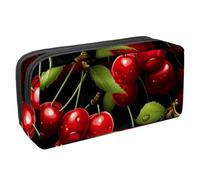 etoenbrc Pencil Case, Delicious Cherry Pencil Pouch with Zipper, Waterproof Pen Bag Office Supplies Stationery Organizer for Teens Girls Adults Student