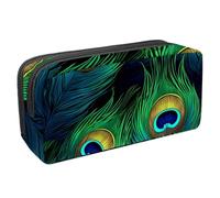 etoenbrc Pencil Case, Four Peacock Feathers Pencil Pouch with Zipper, Waterproof Pen Bag Office Supplies Stationery Organizer for Teens Girls Adults Student