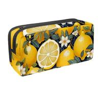 etoenbrc Pencil Case, Fresh Lemon Flower Pencil Pouch with Zipper, Waterproof Pen Bag Office Supplies Stationery Organizer for Teens Girls Adults Student
