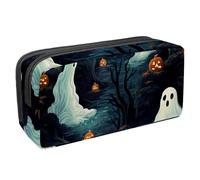 etoenbrc Pencil Case, Halloween Ghosts Q Pencil Pouch with Zipper, Waterproof Pen Bag Office Supplies Stationery Organizer for Teens Girls Adults Student