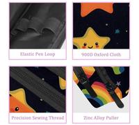 etoenbrc Pencil Case, Happy Star and Rainbow Pencil Pouch with Zipper, Waterproof Pen Bag Office Supplies Stationery Organizer for Teens Girls Adults Student