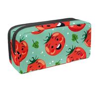 etoenbrc Pencil Case, Happy Tomato Pattern Pencil Pouch with Zipper, Waterproof Pen Bag Office Supplies Stationery Organizer for Teens Girls Adults Student