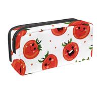 etoenbrc Pencil Case, Happy Tomato Pencil Pouch with Zipper, Waterproof Pen Bag Office Supplies Stationery Organizer for Teens Girls Adults Student