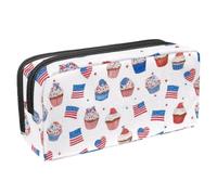 etoenbrc Pencil Case, Independence Day Cake Pattern Pencil Pouch with Zipper, Waterproof Pen Bag Office Supplies Stationery Organizer for Teens Girls Adults Student