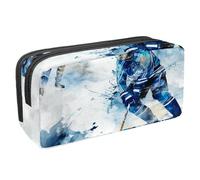 etoenbrc Pencil Case, Link Ice Hockey Pencil Pouch with Zipper, Waterproof Pen Bag Office Supplies Stationery Organizer for Teens Girls Adults Student