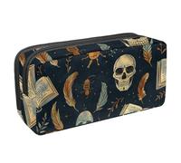 etoenbrc Pencil Case, Magic Book Skull Pencil Pouch with Zipper, Waterproof Pen Bag Office Supplies Stationery Organizer for Teens Girls Adults Student