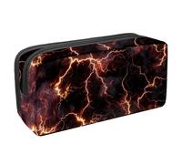 etoenbrc Pencil Case, Orange Lightning Pencil Pouch with Zipper, Waterproof Pen Bag Office Supplies Stationery Organizer for Teens Girls Adults Student