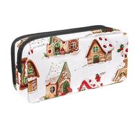 etoenbrc Pencil Case, Snow Cookie House Pattern Pencil Pouch with Zipper, Waterproof Pen Bag Office Supplies Stationery Organizer for Teens Girls Adults Student