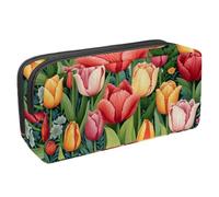 etoenbrc Pencil Case, Spring Tulip Printing Pencil Pouch with Zipper, Waterproof Pen Bag Office Supplies Stationery Organizer for Teens Girls Adults Student