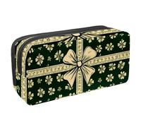 etoenbrc Pencil Case, St. Patrick's Day Clover Pencil Pouch with Zipper, Waterproof Pen Bag Office Supplies Stationery Organizer for Teens Girls Adults Student