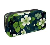 etoenbrc Pencil Case, St. Patrick's Four-Leaf Clover Pencil Pouch with Zipper, Waterproof Pen Bag Office Supplies Stationery Organizer for Teens Girls Adults Student