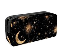 etoenbrc Pencil Case, Stars Moon Crescent Sun Pencil Pouch with Zipper, Waterproof Pen Bag Office Supplies Stationery Organizer for Teens Girls Adults Student