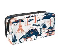 etoenbrc Pencil Case, Travel Route Pencil Pouch with Zipper, Waterproof Pen Bag Office Supplies Stationery Organizer for Teens Girls Adults Student