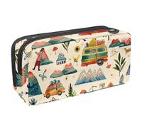 etoenbrc Pencil Case, Travel Routes Pattern Pencil Pouch with Zipper, Waterproof Pen Bag Office Supplies Stationery Organizer for Teens Girls Adults Student