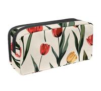 etoenbrc Pencil Case, Tulip Pattern Pencil Pouch with Zipper, Waterproof Pen Bag Office Supplies Stationery Organizer for Teens Girls Adults Student