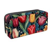 etoenbrc Pencil Case, Tulip Print Pencil Pouch with Zipper, Waterproof Pen Bag Office Supplies Stationery Organizer for Teens Girls Adults Student