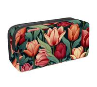 etoenbrc Pencil Case, Tulip Printing Pencil Pouch with Zipper, Waterproof Pen Bag Office Supplies Stationery Organizer for Teens Girls Adults Student
