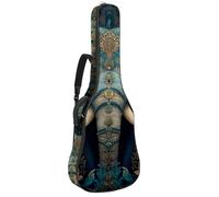 etoenbrc Vintage Elephant Acoustic Guitar Soft Case with Cushion Padding, Oxford Cloth Waterproof Bass Guitar Bag Gig Backpack with Velcro to Secure the Guitar, Suitable for Travel