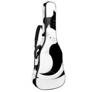 etoenbrc White and Black Cat Acoustic Guitar Soft Case with Cushion Padding, 43 Inch Oxford Cloth Waterproof Bass Guitar Bag Gig Backpack for Classical Guitars, One Size, Modern