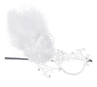 ETOFETE 1920s Long Feather Lace Masquerade Mask for Women Half Face Eye Mask for Halloween Costume Party Proms Cosplay Accessories