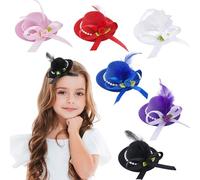 ETOFETE 6 Pcs Mini Fascinators for Women, Black White Pink Navy Blue Red Purple Hair Accessories Hat for Women Girls Wedding Guests