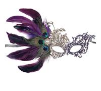 ETOFETE Lace Masquerade Mask for Womens Mardi Gras Ball, Purple Peacock Feathers Venetian Mask for Halloween Carnival