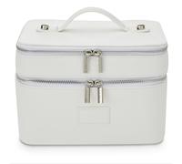 ETOILE - Duo Vanity Case - Large Functional Travel Makeup Bag Organizer with Removable Divider & Mirror, Off White, Dual-zip Vanity Case With Two-tier Design and Carry Handle