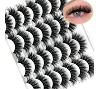 etokdos Strip Lashes Wispy Natural Fluffy Cat Eye Lashes Pack 3D Faux Mink C Curl False Eyelashes Natural Look 14 Pairs