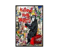 ETOMEY Follow Your Dreams Banksy Graffiti Poster Canvas Poster Wall Art Decor Print Picture Paintings for Living Room Bedroom Decoration Unframe-style 16x24inch(40x60cm)