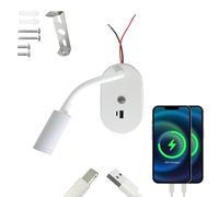 Etomvoop 12V/24V LED Spot Reading Light with Dual Type-C+ USB Fast Charging Campervan Touch Dimming Bedside LED Wall Lamp for Motorhome Caravan Boat Yacht (C-White)