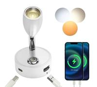 Etomvoop 12V LED Spot Reading Light with USB &Type C Quick Charging 3 Color Flexible RV Touch Dimmable Reading Wall Lamp for Motorhome Campervan Boat Yacht (Silver)