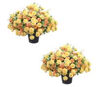 Etomvoop 2pcs Artificial Flowers for Grave 60 Heads Silk Orange Lilac Cemetery Flowers Plastic Funeral Floarls for Outdoor Graveside Christmas Ornaments Home Decorations