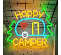 Etomvoop Caravan Awning Light Happy Camper Neon Light Sign Camping Place Neon Sign USB Powered for Outdoor RV T4 T5 Picnics,Bivouac,Campsite,Terrace,Garden,Campsite Decorations