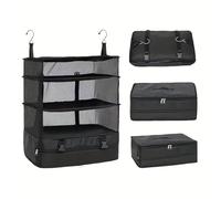 Etomvoop RV Clothing Storage Bag Camper Three-Layer Foldable Travel Storage Box Multifunctional Hanging Organizer For T4 T5 T6 Campervan Caravan Motorhome