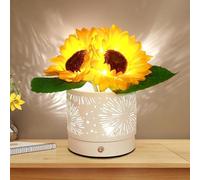 Etomvoop RV Rechargeable Night Light Artificial Sunflower Touch Nightlights 3-Colour Infinitely Dimming Cordless LED Smart Table Lamp for Bedroom Children Women Gift
