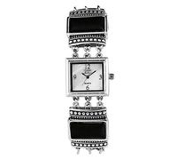 Eton Ladies Analogue Vintage Quartz Watch, Mock Stone Bracelet - 3258L (Turquoise, Black, Jasper) (Black)
