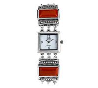 Eton Ladies Analogue Vintage Quartz Watch, Mock Stone Bracelet - 3258L (Turquoise, Black, Jasper) (Jasper)