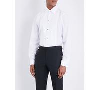 Eton Mens Eton Contemporary Pleated-Panel Double-Cuff Cotton Evening Shirt White 15.5