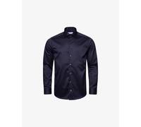 Eton Mens Eton Cutaway-Collar Single-Cuff Slim-Fit Cotton-Twill Shirt Navy Blue 15.75